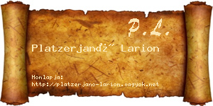 Platzerjanó Larion névjegykártya
